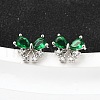 Brass Micro Pave Cubic Zirconia Stud Earrings EJEW-M103-09P-1