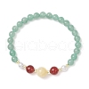 Shell Pearl Bead & Natural Green Aventurine & Yellow Jade & Carnelian Beaded Stretch Bracelets for Women BJEW-JB11938-01-2