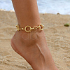 Brass Geometric Foot Chain Fashionable Textured 2 Rings Women's Anklets QB4814-3-1