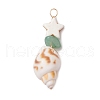 3Pcs 3 Styles Dyed Synthetic Turquoise Star & Natural Green Aventurine Chip & Natural Shell Pendants PALLOY-JF03691-3