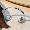 Shell Shape 304 Stainless Steel Cuff Bangles for Women BJEW-S171-01B-P-1