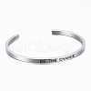 304 Stainless Steel Inspirational Cuff Bangles BJEW-K173-13P-2