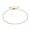 Faceted Round Natural Amazonite Beaded Anklets AJEW-AN00360-03-1