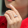 Rhodium Plated 925 Sterling Silver Pave 6.5x3.9mm Moissanite Adjustable Rings for Women WG2294D-02-2