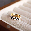 Black & White Checkerboard Stainless Steel Enamel Finger Rings FS-WG83B81-01-3