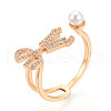 Brass Micro Pave Clear Cubic Zirconia Cuff Ring Settings KK-T076-11G-4