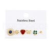 304 Stainless Steel Rhinestone Stone Dyeing Stud Earrings EJEW-S224-04G-07-2