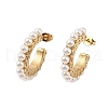 Ion Plating(IP) 304 Stainless Steel with ABS Imitation Pearl Stud Earrings for Women EJEW-N055-12G-1