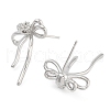 Bowknot Brass Pave Clear Cubic Zirconia Stud Earrings for Women EJEW-S216-02C-P-2