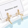Bowknot 304 Stainless Steel Stud Earrings EJEW-C142-07G-1