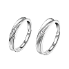 S925 Silver Simple Circle Couple Rings with Zirconia FZ9823-1
