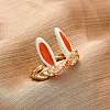 Zinc Alloy Enamel Adjustable Open Cuff Rings for Women RJEW-U058-03G-1