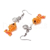 Fish with Shell Shape 304 Stainless Steel Glass Beads Dangle Earrings EJEW-MZ00436-4