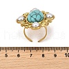 304 Stainless Steel with Turquoise and Plastic Imitation Pearl Adjustable Cuff Rings for Women RJEW-Z096-02G-01-3