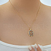 Bohemian Brass Pave Blue Cubic Zirconia Eye Pendant Necklaces NX3734-1-3