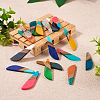 20Pcs 10 Colors Resin & Walnut Wood Big Pendants RESI-TA0001-71-6