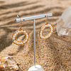 Elegant Brass Natural Freshwater Pearl Flat Round Dangle Earrings OF9331-2