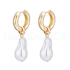 FIBLOOM 1 Pair ABS Plastic Pearl Dangle Hoop Earrings EJEW-FI0002-20-1