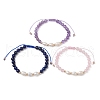 Natural Mixed Gemstone & Pearl Braided Bead Bracelets BJEW-JB09718-1