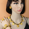 Flat Round & Triangle Alloy with Imitation Leather Cord Pendant Necklaces & Stud Earrings & Charm Bracelets & Rings Sets FS-WG3B623-01-2