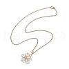 Glass & Glass Seed Beads Flower Pendant Necklaces NJEW-MZ00104-01-4