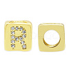 Brass Micro Pave Clear Cubic Zirconia European Beads KK-T030-LA842-RX3-1