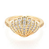 Brass Micro Pave Cubic Zirconia Adjustable Open Cuff Rings for Women RJEW-N051-03G-2