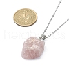 Natural Rose Quartz Nugget Pendant Necklace with 304 Stainless Steel Chains NJEW-JN04385-03-4