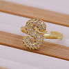 Brass Micro Pave Clear Cubic Zirconia Initial Cuff Rings FS-WGB210B-19-1