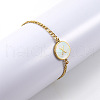 Flat Round with Letter Pattern 304 Stainless Steel Link Bracelets FS-WG4692B-38-1