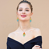 FIBLOOM 2 Sets 2 Colors Filigree Leaf Pendant Neclace & Dangle Earrings SJEW-FI0001-03-6