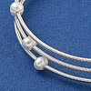 Mother's Day Jewellery Three-Loops Brass & Natural Freshwater Pearl Beaded Wrap Bracelets for Women BJEW-F470-01S-3