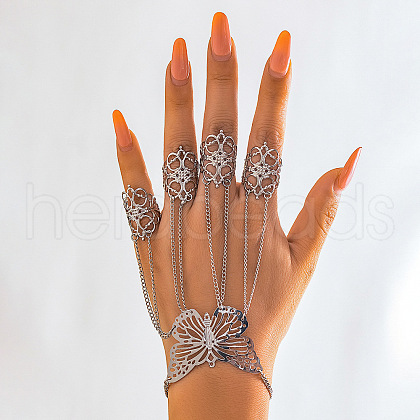 Halloween Gothic Butterfly Iron Finger Ring Bracelets for Women WG5FE4C-02-1