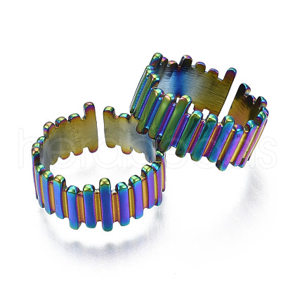Ion Plating(IP) 304 Stainless Steel Cuff Ring RJEW-S405-142-1