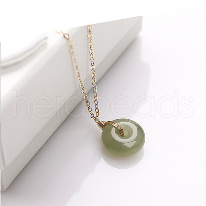 Glass Donut Pendant Necklaces FS-WGA083C-02-1