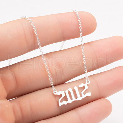 2012 Birth Year Number 201 Stainless Steel Pendant Cable Chain Necklaces FS-WGB5F08-53-1