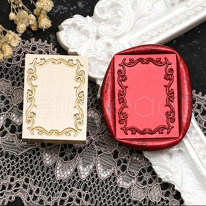 Rectangle Flower Frame Brass Stamp Heads AJEW-M037-04G-02-1
