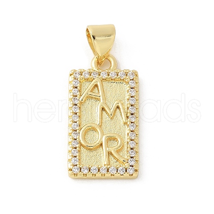 Brass Micro Pave Cubic Zirconia Pendants KK-P294-25G-1