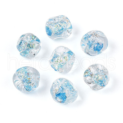 Handmade Foil Lampwork Beads FOIL-T007-01G-1