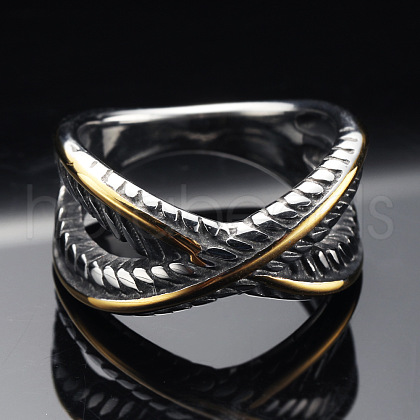Criss Cross 304 Stainless Steel Finger Rings FS-WG1CD1D-06-1