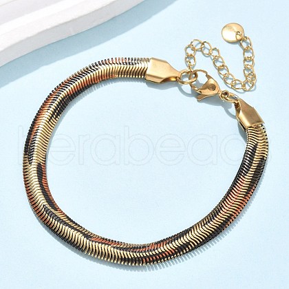 304 Stainless Steel Snake Chain Bracelets for Women BJEW-C103-02G-1