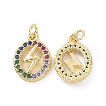 Brass Micro Pave Colorful Cubic Zirconia Pendants KK-E068-VF154-1