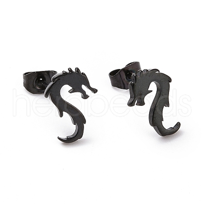 304 Stainless Steel Tiny Dragon Stud Earrings for Men Women EJEW-G318-09EB-1