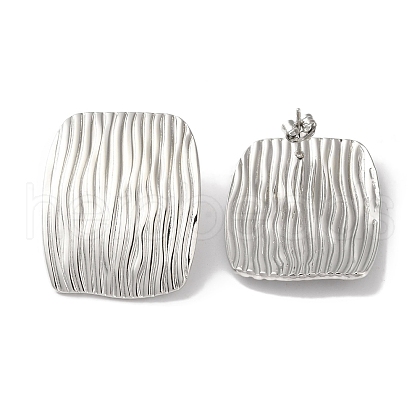 Non-Tarnish Stripe Rectangle 304 Stainless Steel Stud Earrings for Women EJEW-I303-05P-1
