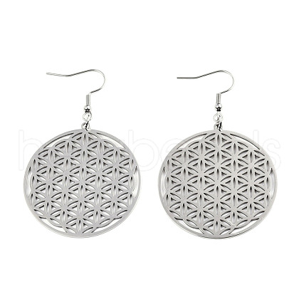 Tarnish Resistant 201 Stainless Steel Dangle Earrings STAS-S105-JN625-1-1