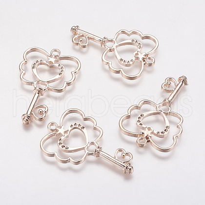 Long-Lasting Plated Alloy Open Back Bezel Pendants PALLOY-P166-21RG-A-1