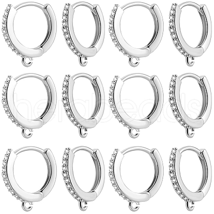 Beebeecraft 12Pcs Brass Micro Pave Clear Cubic Zirconia Huggie Hoop Earring Findings EJEW-BBC0001-25P-1