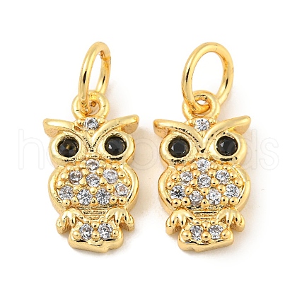 Rack Plating Brass Micro Pave Clear Cubic Zirconia Pendants KK-B093-02E-G-1