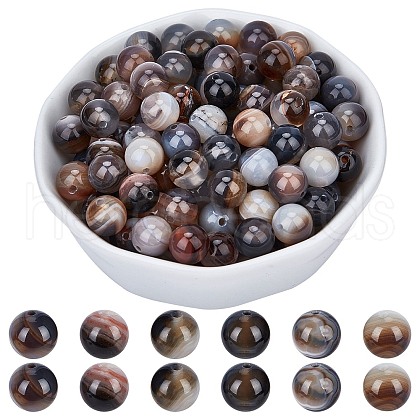 ARRICRAFT Dyed & Heated Natural Agate Round Beads Strands G-AR0001-55-1