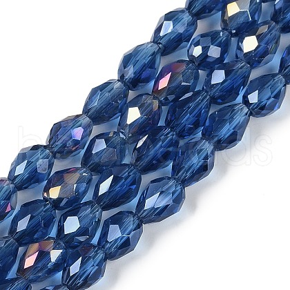 Transparent Electroplate Glass Beads Strands EGLA-N013-T6mm-B28-1